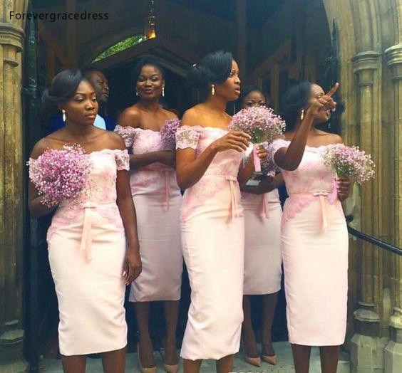 2019 블러쉬 핑크 들러리 드레스 아프리카 나이지리아 소녀 봄 여름 공식 웨딩 파티 게스트 메이드 명예 가운 플러스 사이즈